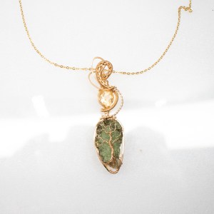 Moldavite with Brazilian Citrine Gold pendant