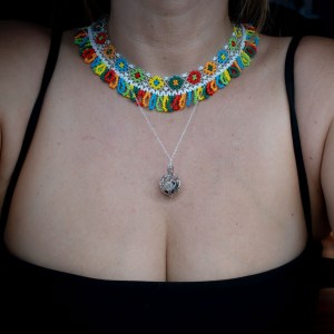 Moldavite with Herkimer, Phenakite, LDG and Agni Manitite Silver Necklace