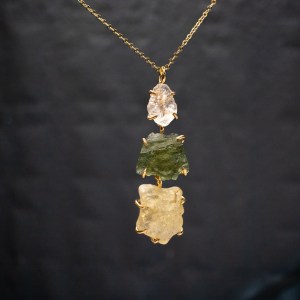 Moldavite, Phenakite with LDG Pendant