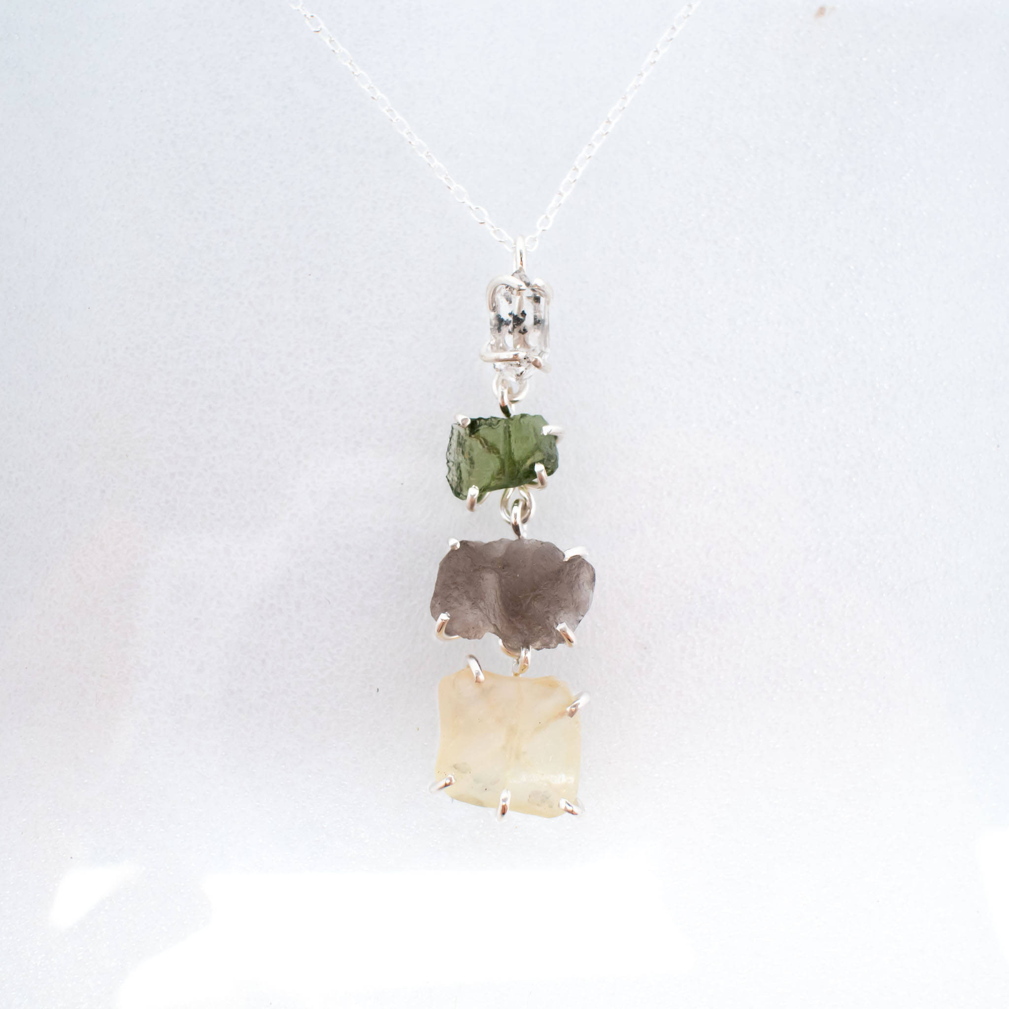 Moldavite, Herkimer, LDG and Agni Manitite Pendant