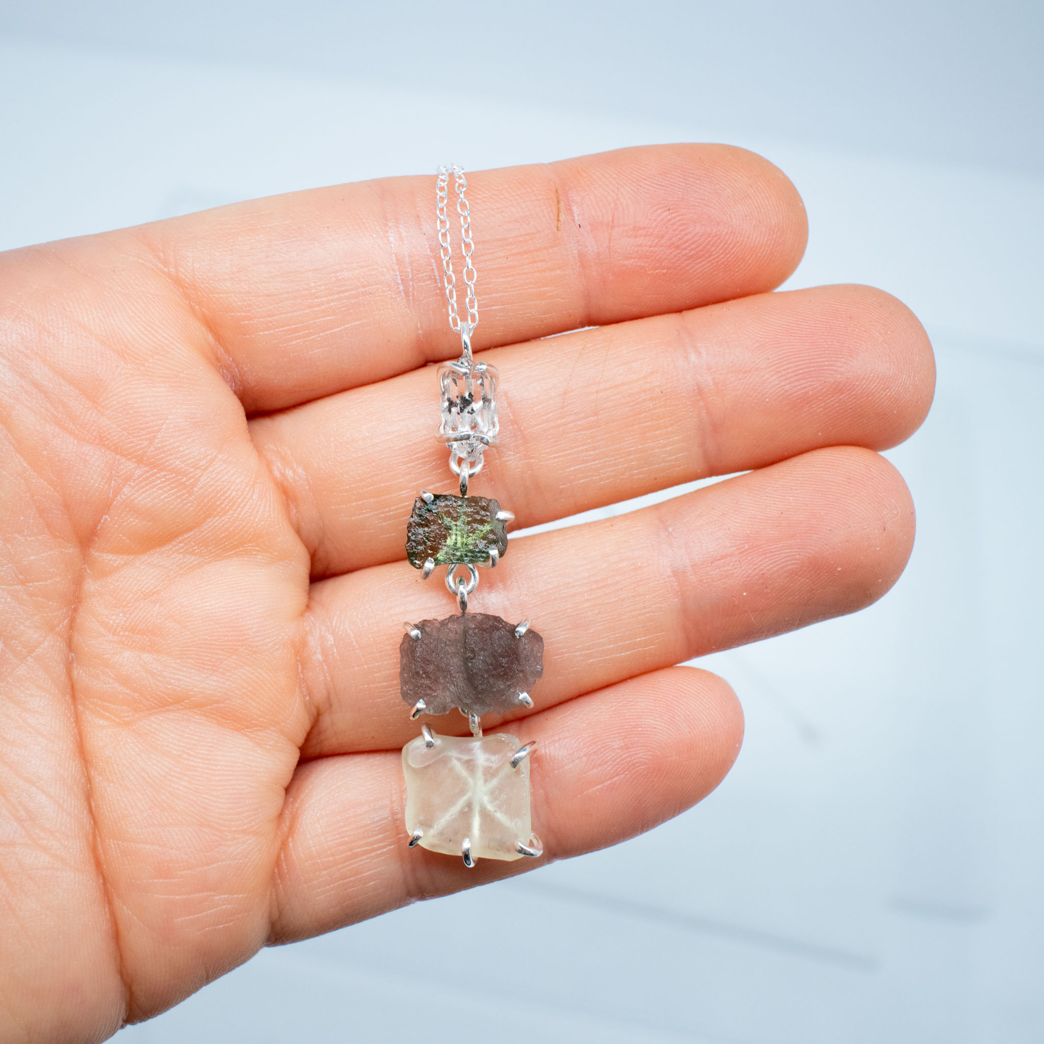 Moldavite, Herkimer, LDG and Agni Manitite Pendant - Image 6