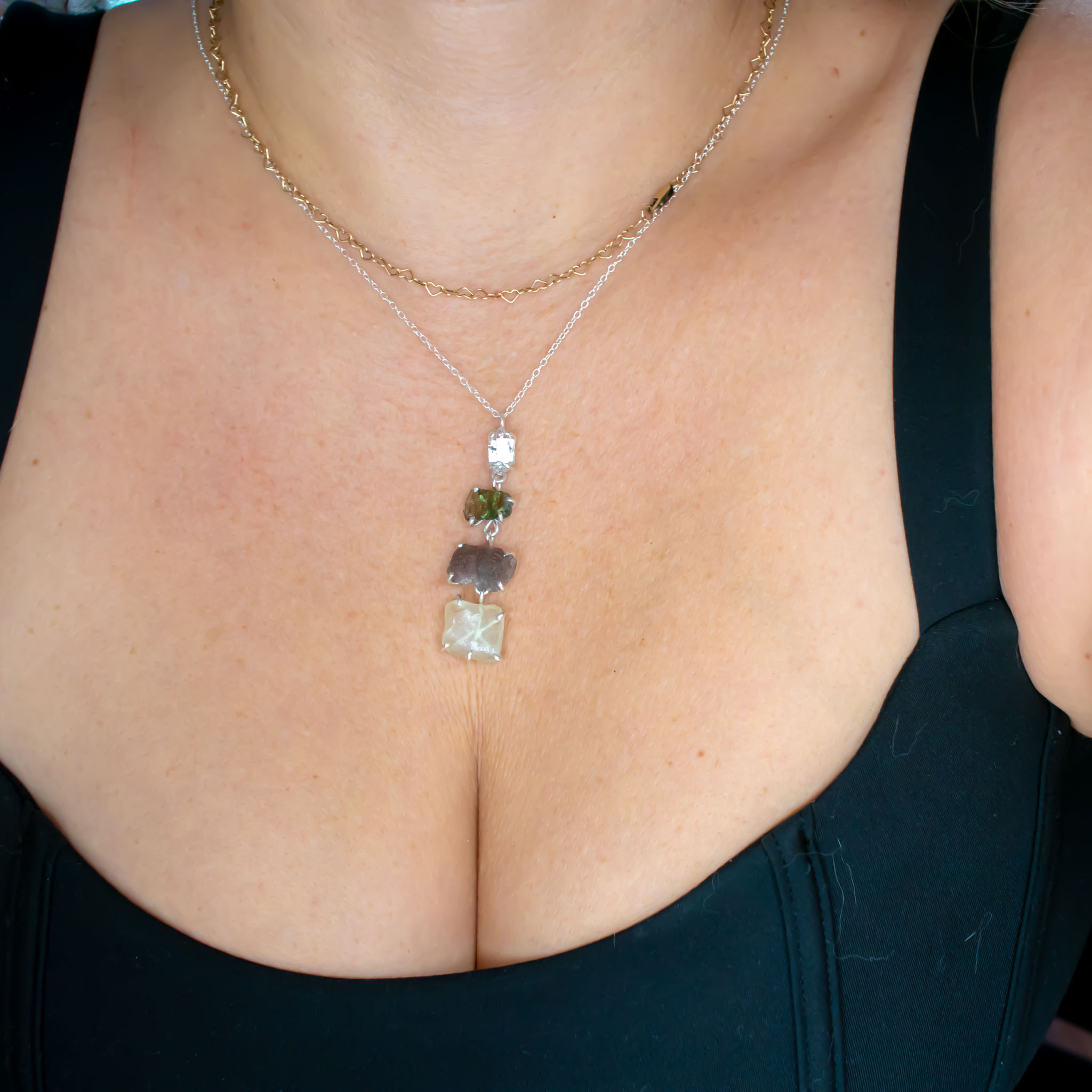 Moldavite, Herkimer, LDG and Agni Manitite Pendant - Image 7